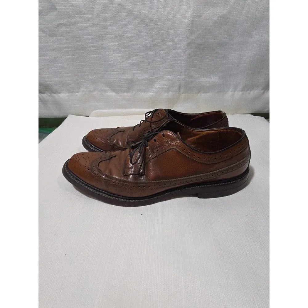 Mems 9.5 B  Brown Leather Longwings Oxford Shoes Dress Shoes Vintage